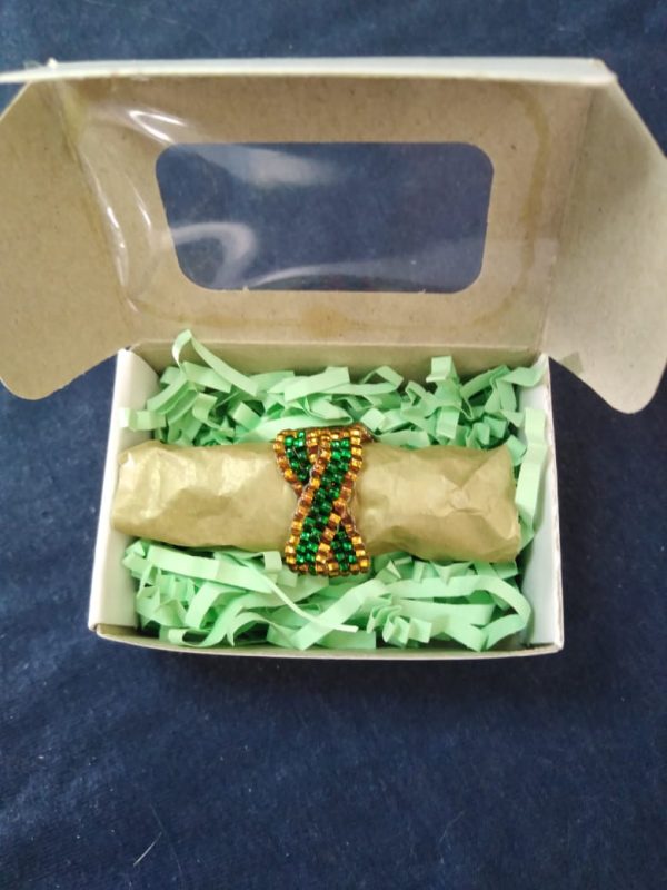 Gold and Green Bead Ring