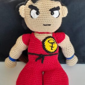 A 44cm tall Goku Crocheted Soft Toy the Dragon Ball Z character Goku standing in his iconic pose.