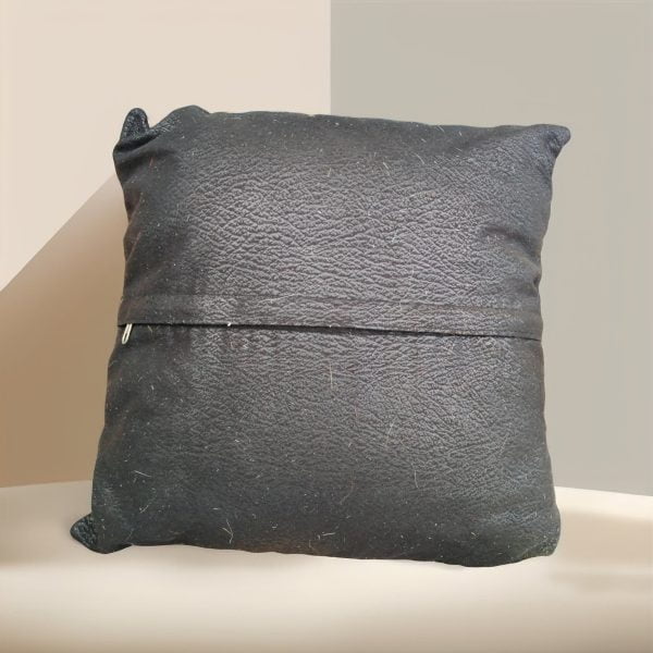 Genuine Springbok and Cow Skin Patch Pillow - Handmade pillow with alternating Springbok and Cow skin patches, ideal for rustic cabin decor.