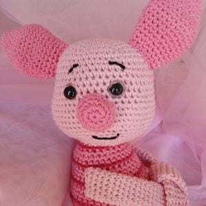 Crochet Piglet tieback toy from Winnie the Pooh.