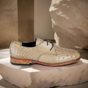 Pointed-Toe Handmade Ostrich Leather Shoes