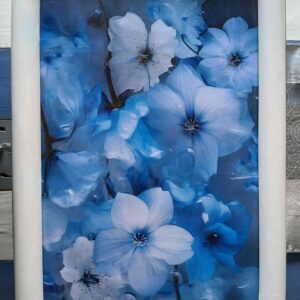 Close-Up of Blue Flowers on the Tray