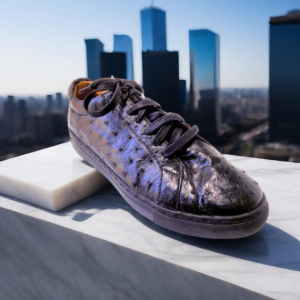 Page 2 Discover the exquisite Sefora Ostrich Sneaker, a handcrafted unisex footwear masterpiece featuring genuine ostrich leather, double-padded interiors, and a durable rubber sole. Available in a variety of colors with options for a white or black sole.