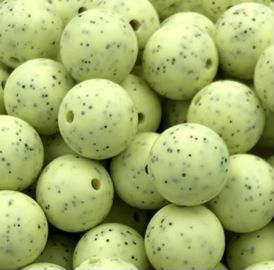 Assortment of 9mm round silicone beads with a unique granite effect in various colors, perfect for crafting and jewelry making.