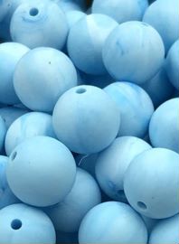 9mm Round Silicon Beads Marble Blue