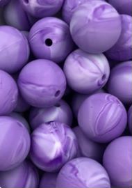 Marble Purple 9mm Round Silicon Beads Marble Purple