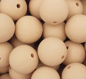 Oatmeal 9mm Round Silicon Beads in Oatmeal