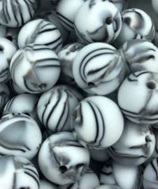 Zebra 9mm Round Silicon Beads Zebra