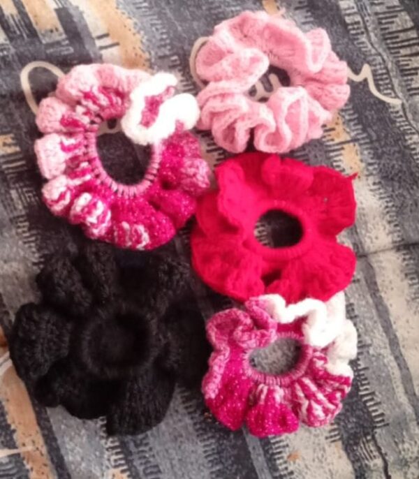 Vibrant Hair Scrunchies2 Vibrant Hair Scrunchies – 100% Acrylic Yarn & Cotton, Multiple Colors Available